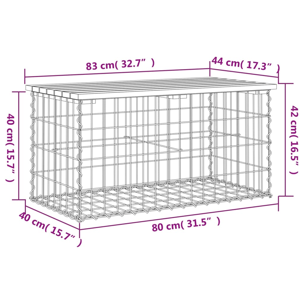 Hagebenk gabiondesign 83x44x42 cm heltre douglasgran