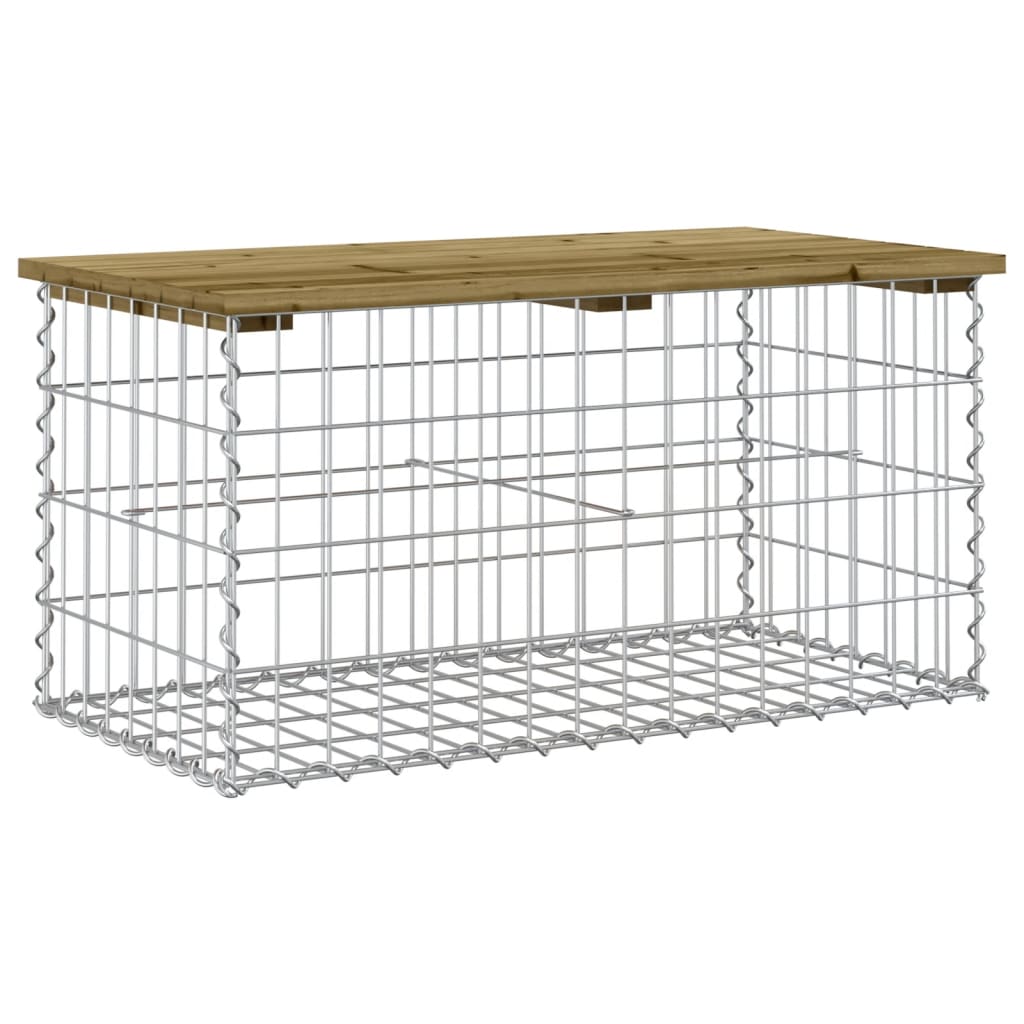 Hagebenk gabiondesign 83x44x42 cm impregnert furu