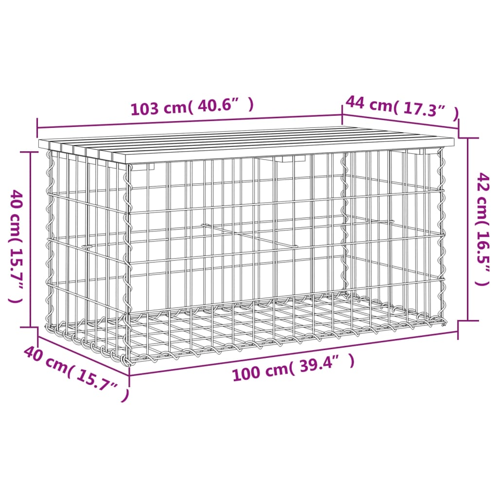 Hagebenk gabiondesign 103x44x42 cm heltre douglasgran