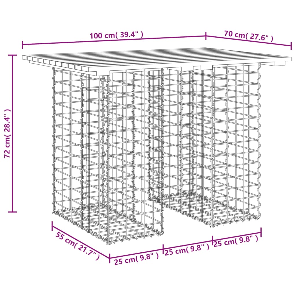 Hagebenk gabiondesign 100x70x72 cm heltre douglasgran