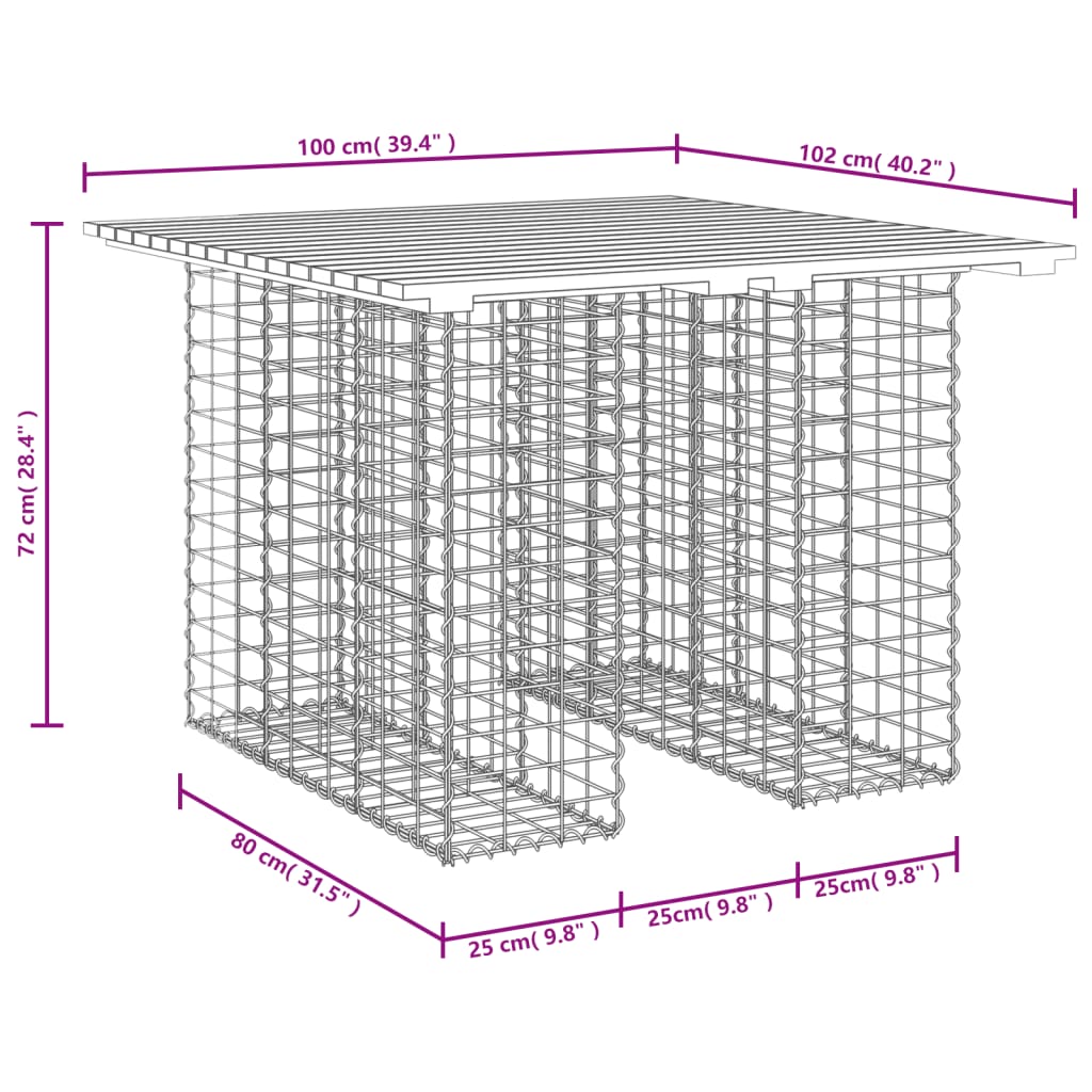 Hagebenk gabiondesign 100x102x72 cm heltre douglasgran