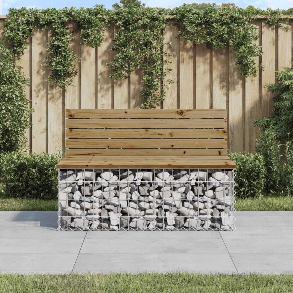 Hagebenk gabiondesign 103x70x65 cm impregnert furu