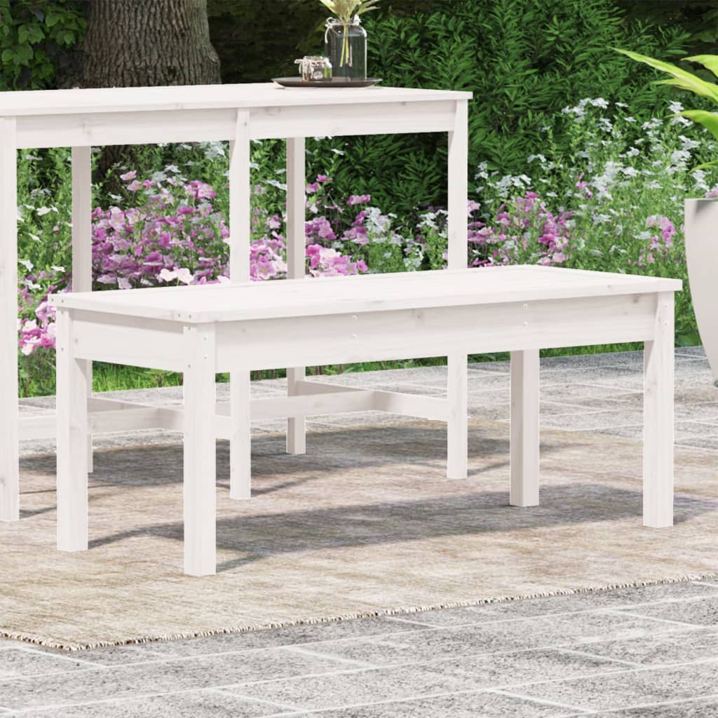 Hagebenk hvit 109x44x45 cm heltre furu