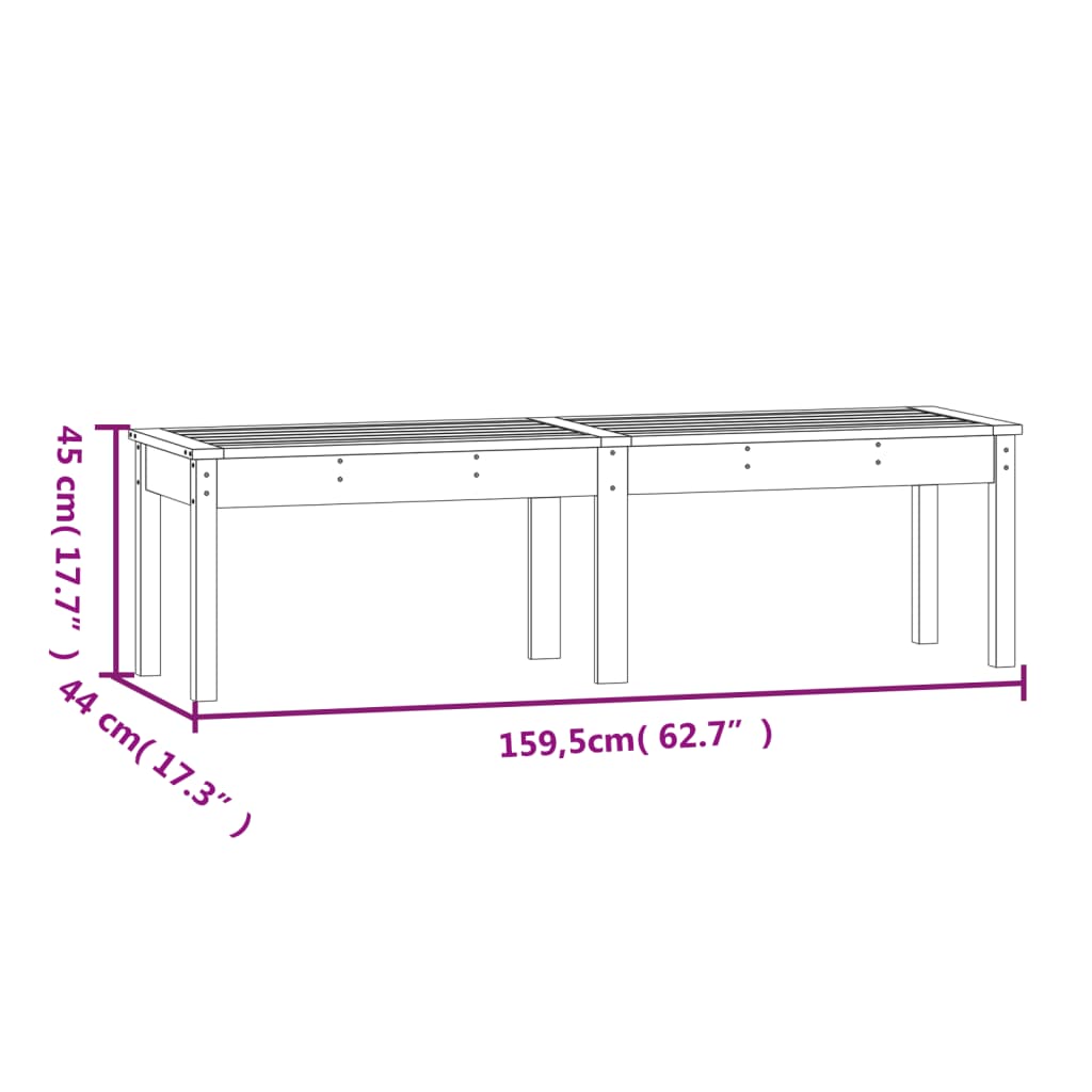 Hagebenk 2 seter 159,5x44x45 cm heltre furu