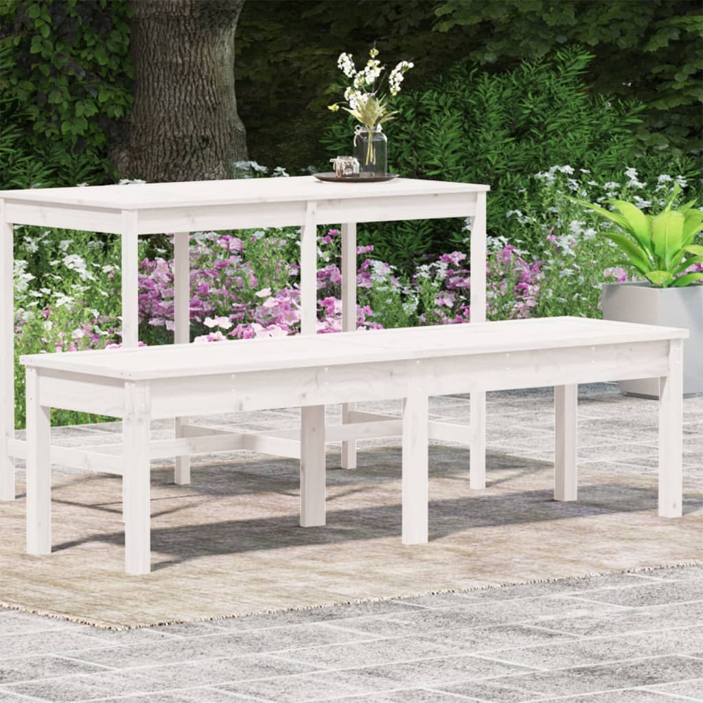 Hagebenk 2 seter hvit 159,5x44x45 cm heltre furu