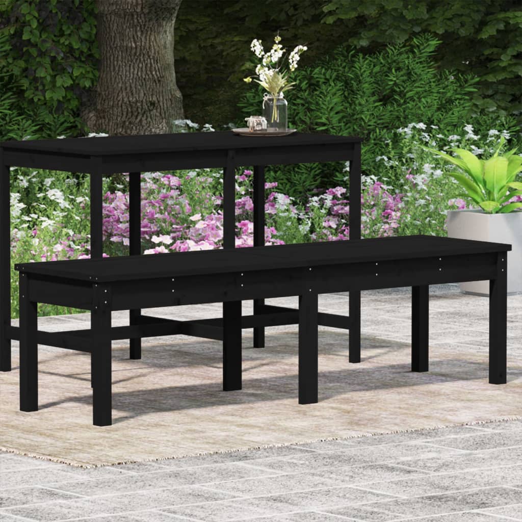 Hagebenk 2 seter svart 159,5x44x45 cm heltre furu