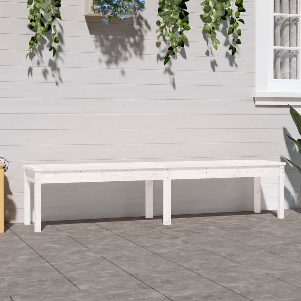 Hagebenk 2 seter hvit 203,5x44x45 cm heltre furu