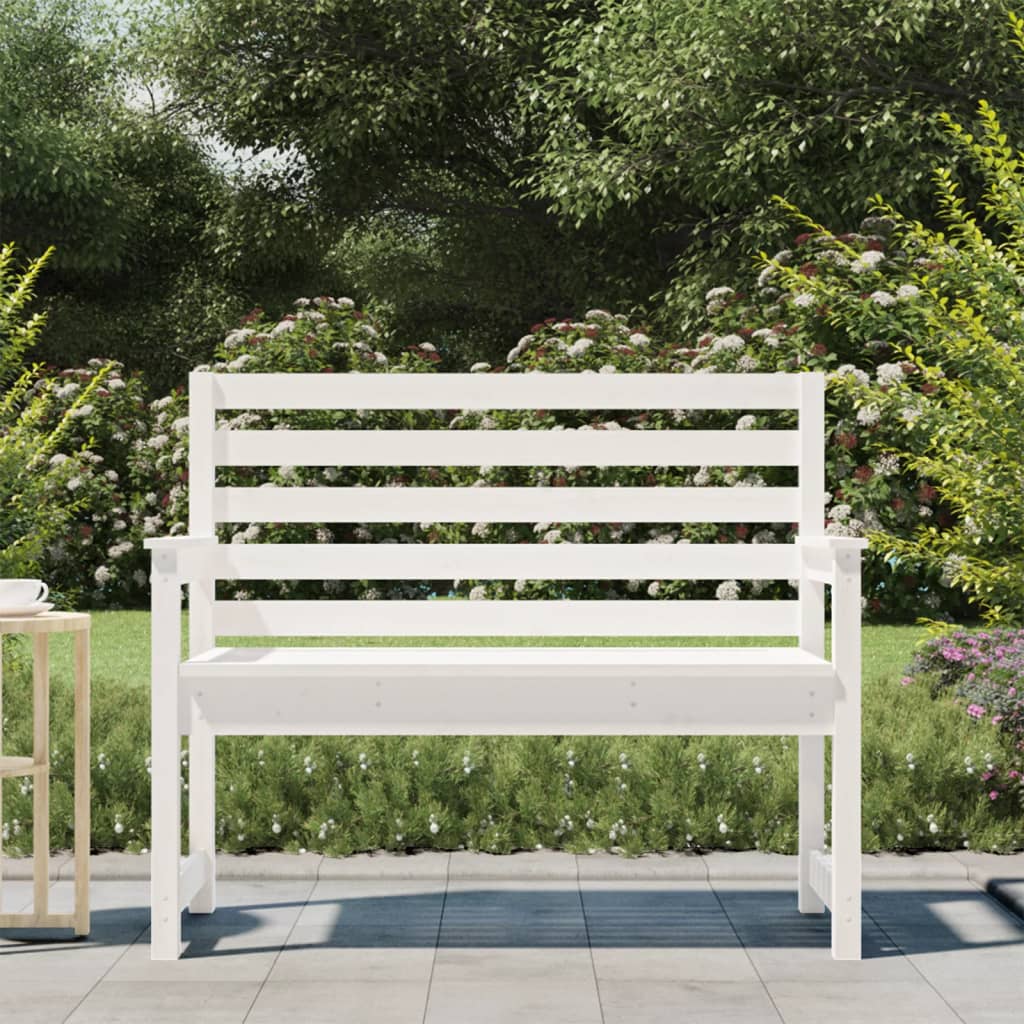 Hagebenk hvit 109x48x91,5 cm heltre furu