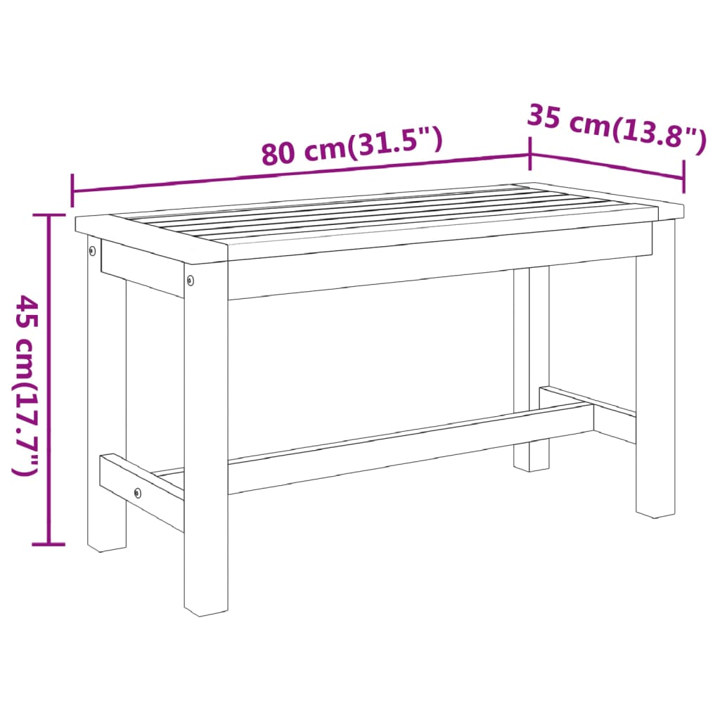 Hagebenk 80x35x45 cm heltre akasie