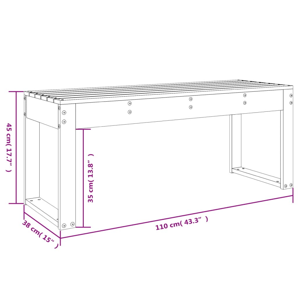 Hagebenk 110x38x45 cm heltre douglasgran