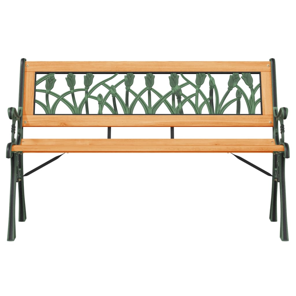 Hagebenk 116 cm heltre gran og stål