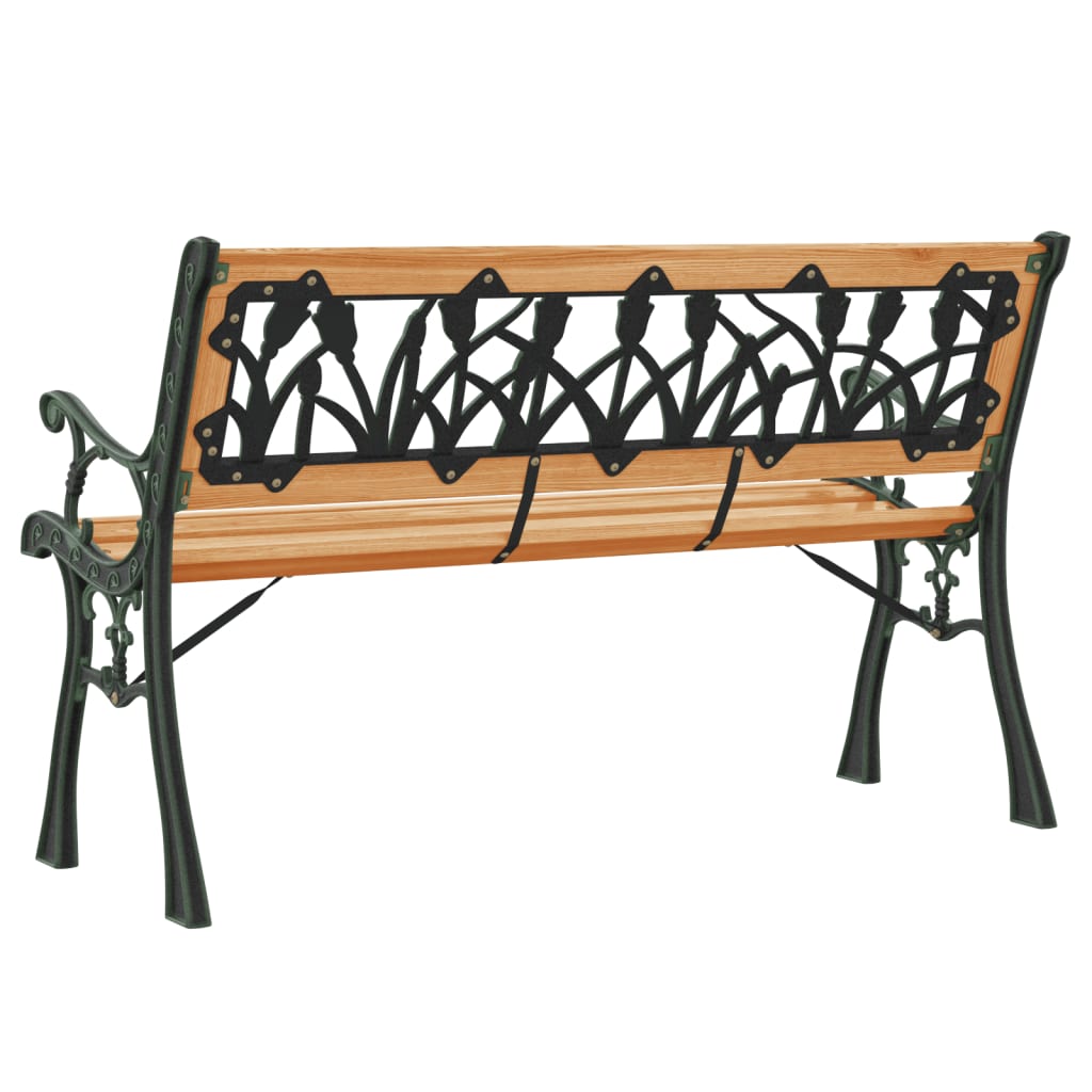 Hagebenk 116 cm heltre gran og stål
