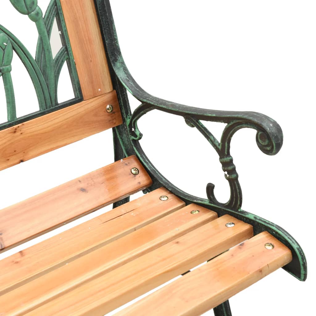 Hagebenk 116 cm heltre gran og stål