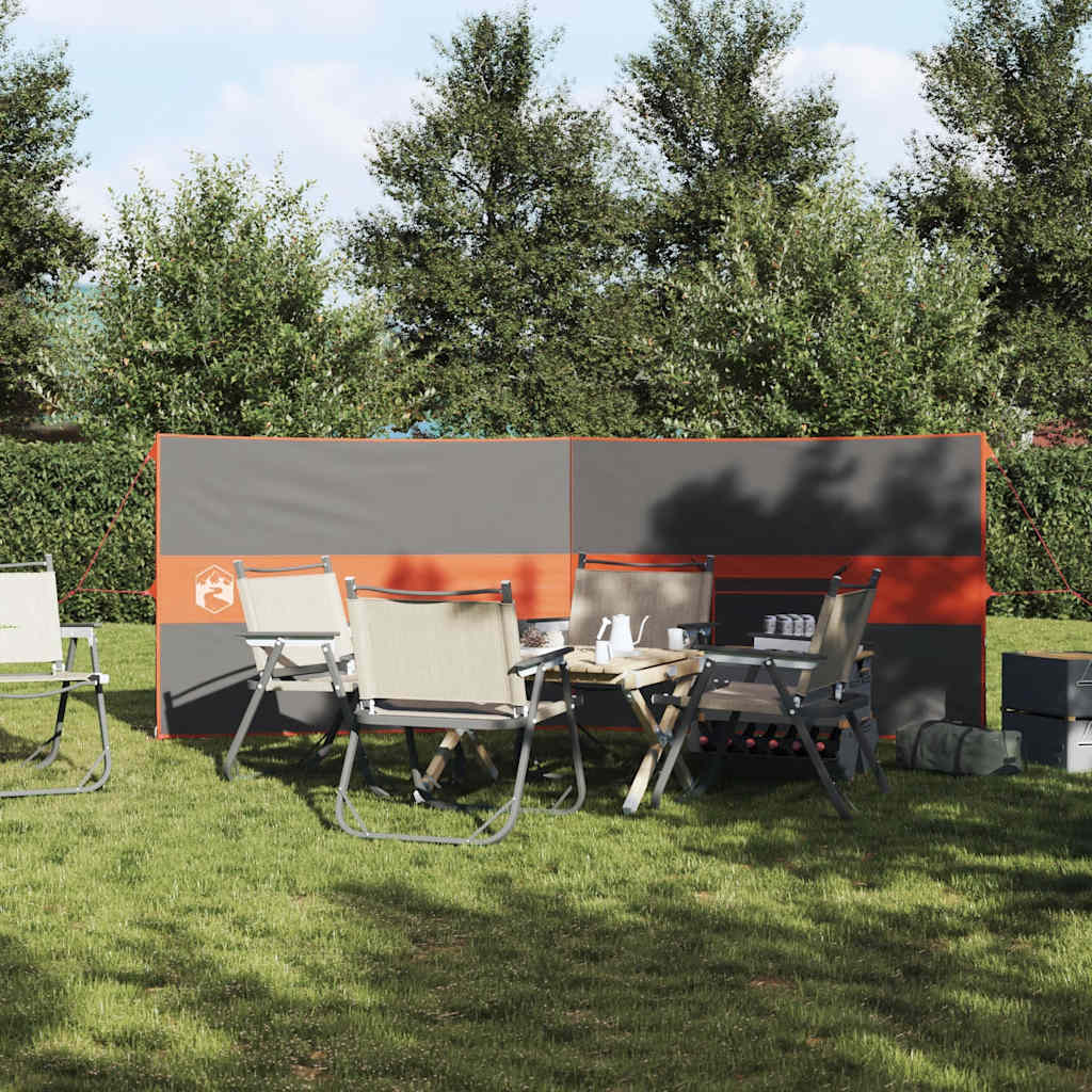 Vindskjerm for camping grå og oransje 344x120 cm vanntett