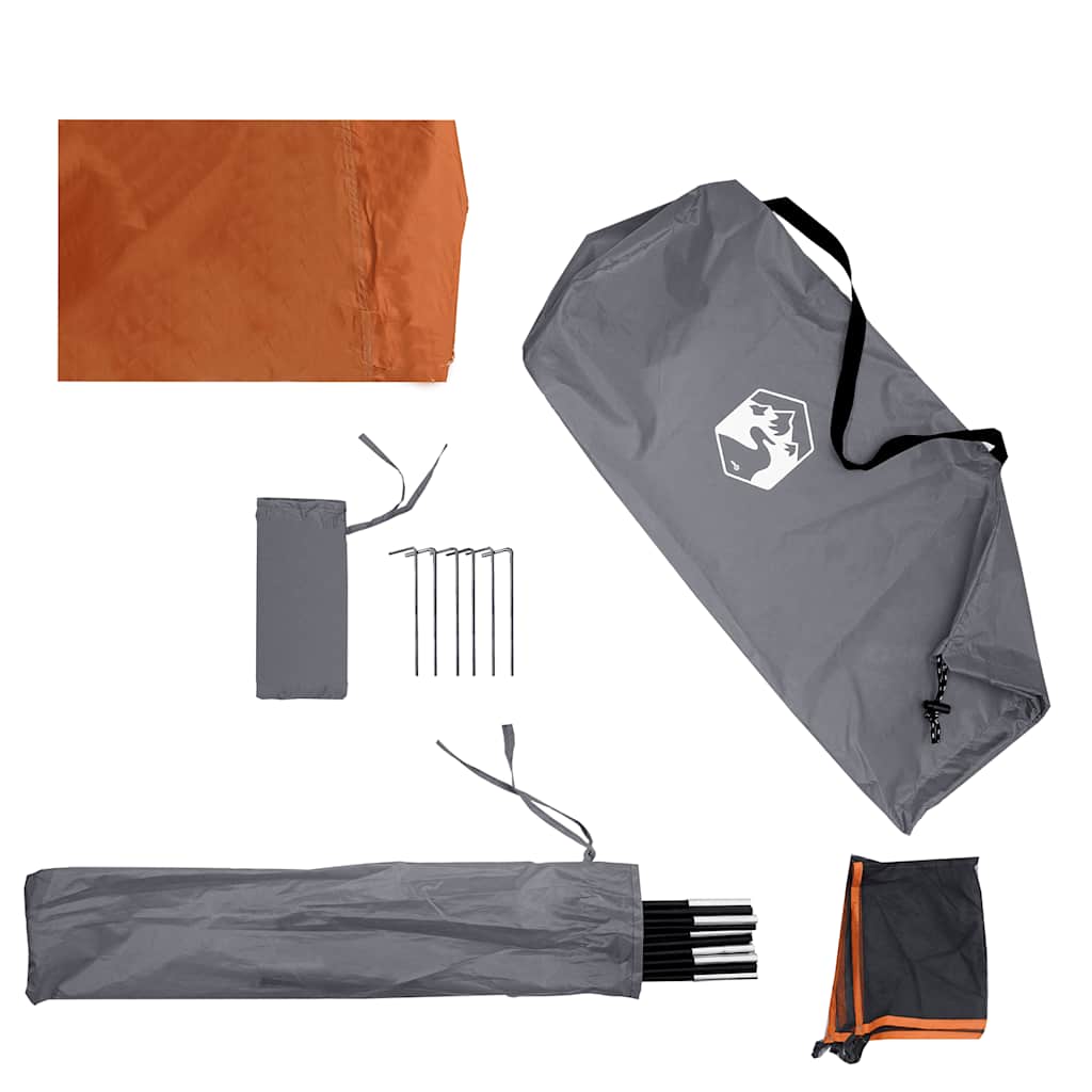 Vindskjerm for camping grå og oransje 344x120 cm vanntett