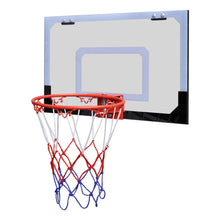 Innendørs basketballsett med kurv, ball og pumpe