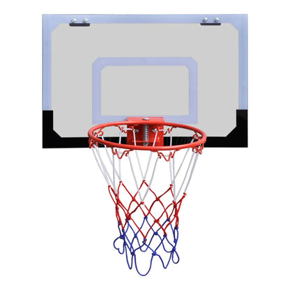 Innendørs basketballsett med kurv, ball og pumpe