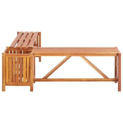 Hagehjørnebenk med plantekasse 117x117x40 cm heltre akasie