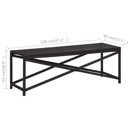 Hagebenk 120 cm polyrotting svart