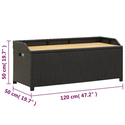 Oppbevaringsbenk hage 120 cm polyrotting svart