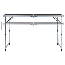 Sammenleggbart campingbord grå aluminium 120x60 cm