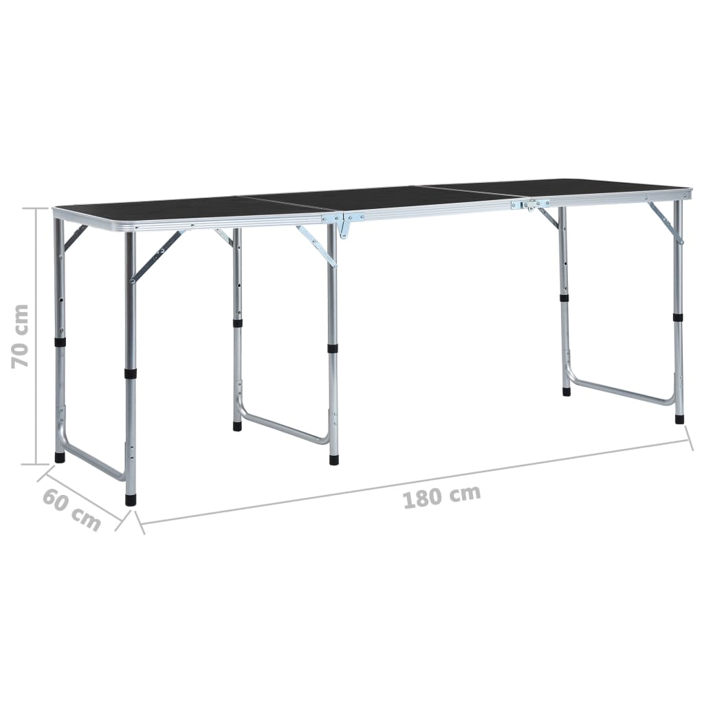 Sammenleggbart campingbord grå aluminium 180x60 cm