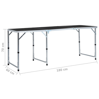 Sammenleggbart campingbord grå aluminium 180x60 cm