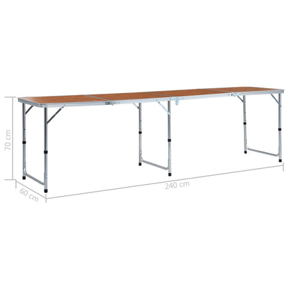 Sammenleggbart campingbord aluminium 240x60 cm