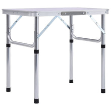 Sammenleggbart campingbord hvit aluminium 60x45 cm