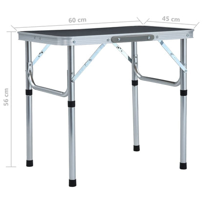 Sammenleggbart campingbord grå aluminium 60x45 cm