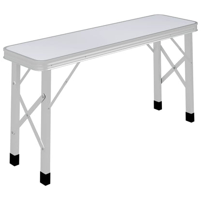 Sammenleggbart campingbord med 2 benker aluminium hvit
