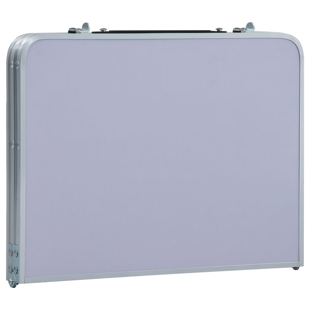 Sammenleggbart campingbord hvit aluminium 60x40 cm