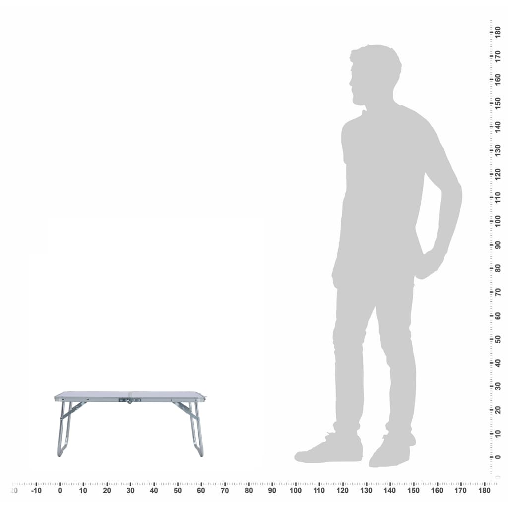 Sammenleggbart campingbord hvit aluminium 60x40 cm