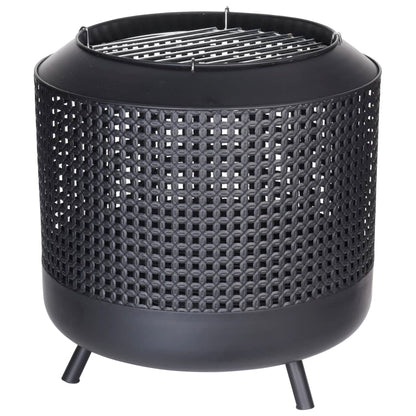 Bålkurv med grillrist 50x51 cm svart