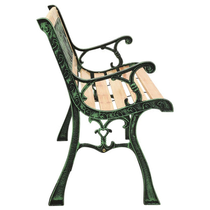 Hagebenk 122 cm støpejern og heltre furu