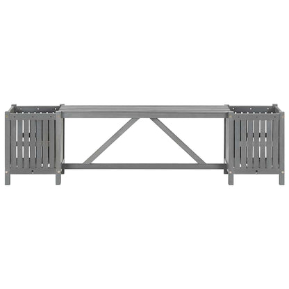 Hagebenk med 2 plantekasser 150 cm heltre akasie grå