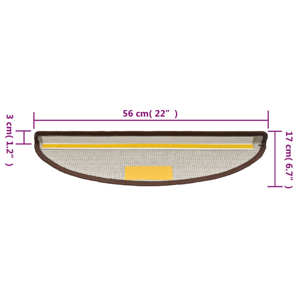 Selvklebende trappematter 10 stk 56x17x3 cm kaffebrun