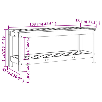 Hagebenk svart 108x35x45 cm heltre furu