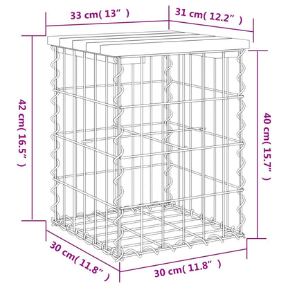 Hagebenk gabiondesign 33x31x42 cm heltre furu