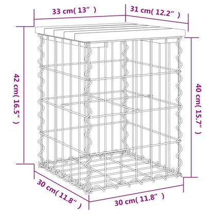 Hagebenk gabiondesign 33x31x42 cm impregnert furu