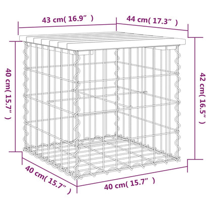 Hagebenk gabiondesign 43x44x42 cm heltre furu
