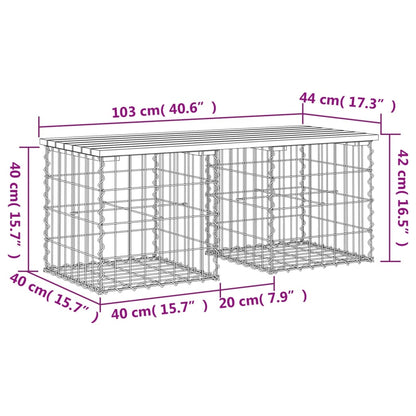 Hagebenk gabiondesign 103x44x42 cm heltre furu