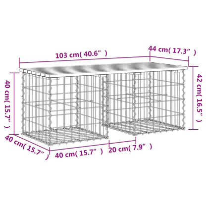 Hagebenk gabiondesign 103x44x42 cm impregnert furu