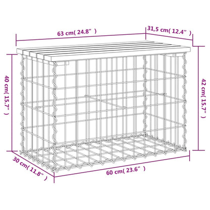 Hagebenk gabiondesign 63x31,5x42 cm heltre furu