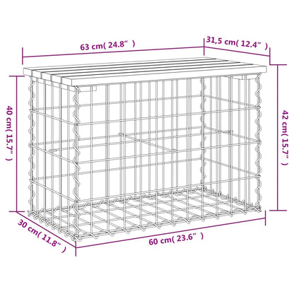 Hagebenk gabiondesign 63x31,5x42 cm impregnert furu