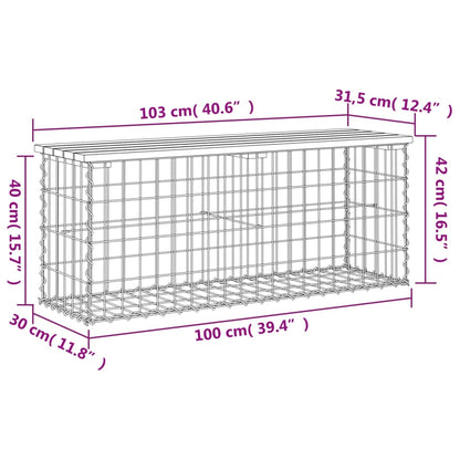 Hagebenk gabiondesign 103x31,5x42 cm impregnert furu