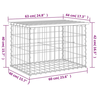 Hagebenk gabiondesign 63x44x42 cm heltre furu
