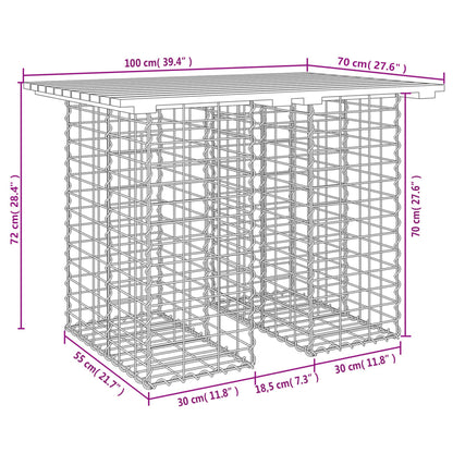 Hagebenk gabiondesign 100x70x72 cm impregnert furu