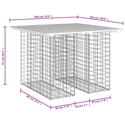 Hagebenk gabiondesign 100x102x72 cm impregnert furu