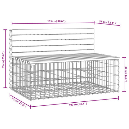 Hagebenk gabiondesign 103x70x65 cm impregnert furu